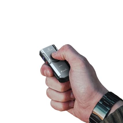 Fenix E06RGRY - Torcia elettrica ricaricabile LED Dimmerabile UV LED/USB IP66 700 shiny 60 h 750 mAh grigio
