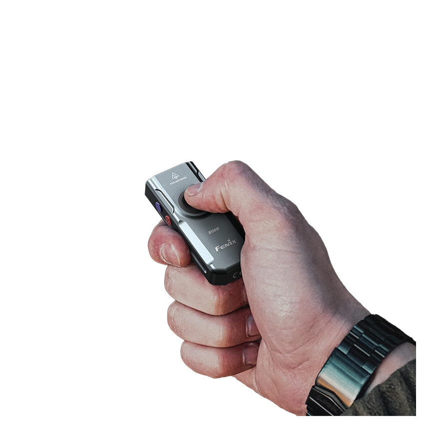 Fenix E06RGRY - Torcia elettrica ricaricabile LED Dimmerabile UV LED/USB IP66 700 shiny 60 h 750 mAh grigio