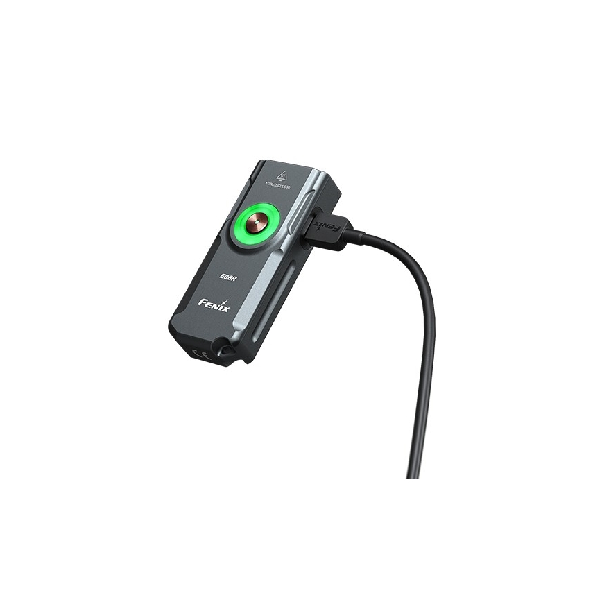 Fenix E06RGRY - Torcia elettrica ricaricabile LED Dimmerabile UV LED/USB IP66 700 shiny 60 h 750 mAh grigio
