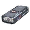 Fenix E06RGRY - Torcia elettrica ricaricabile LED Dimmerabile UV LED/USB IP66 700 shiny 60 h 750 mAh grigio