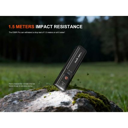 Fenix E06RPROEUBLC - Torcia ricaricabile dimmerabile LED/USB, 1650 mAh, IP66, 1600 lm, 111 h, nera