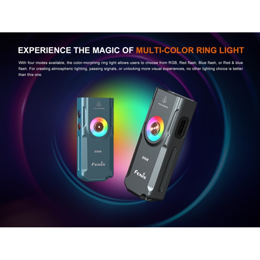 Fenix E06RTKS - Torcia elettrica ricaricabile dimmerabile a LED UV/USB IP66 700 luce 60 h turchese