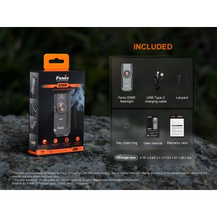 Fenix E06RTKS - Torcia elettrica ricaricabile dimmerabile a LED UV/USB IP66 700 luce 60 h turchese