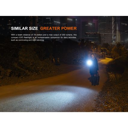 Fenix E12V30 - Torcia ricaricabile a LED a intensità regolabile 1xAA 2000 mAh IP68 200 lm 100 h nera