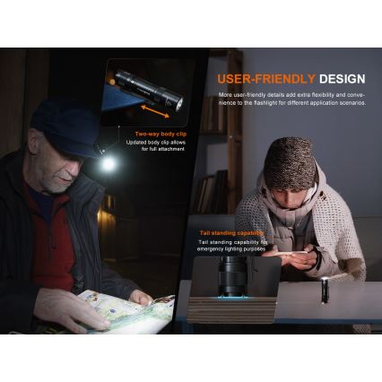 Fenix E12V30 - Torcia ricaricabile a LED a intensità regolabile 1xAA 2000 mAh IP68 200 lm 100 h nera