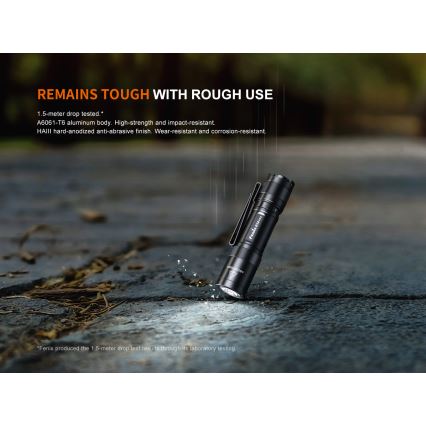 Fenix E12V30 - Torcia ricaricabile a LED a intensità regolabile 1xAA 2000 mAh IP68 200 lm 100 h nera