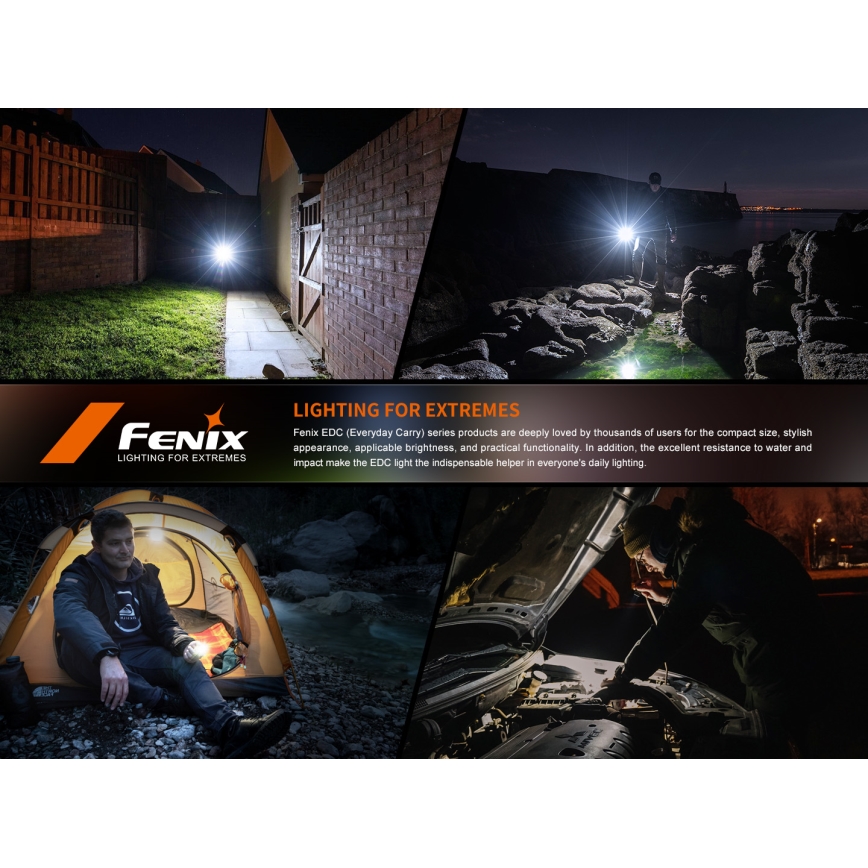 Fenix E12V30 - Torcia ricaricabile a LED a intensità regolabile 1xAA 2000 mAh IP68 200 lm 100 h nera