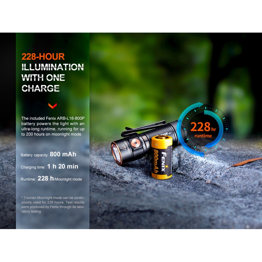 Fenix E18RV20800 - Torcia ricaricabile LED dimmerabile LED/USB/1xCR123A 800 mAh IP68 1200 lm 200 h nero