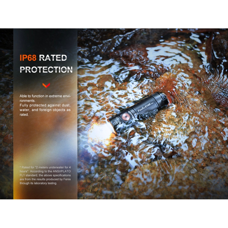 Fenix E18RV20800 - Torcia ricaricabile LED dimmerabile LED/USB/1xCR123A 800 mAh IP68 1200 lm 200 h nero