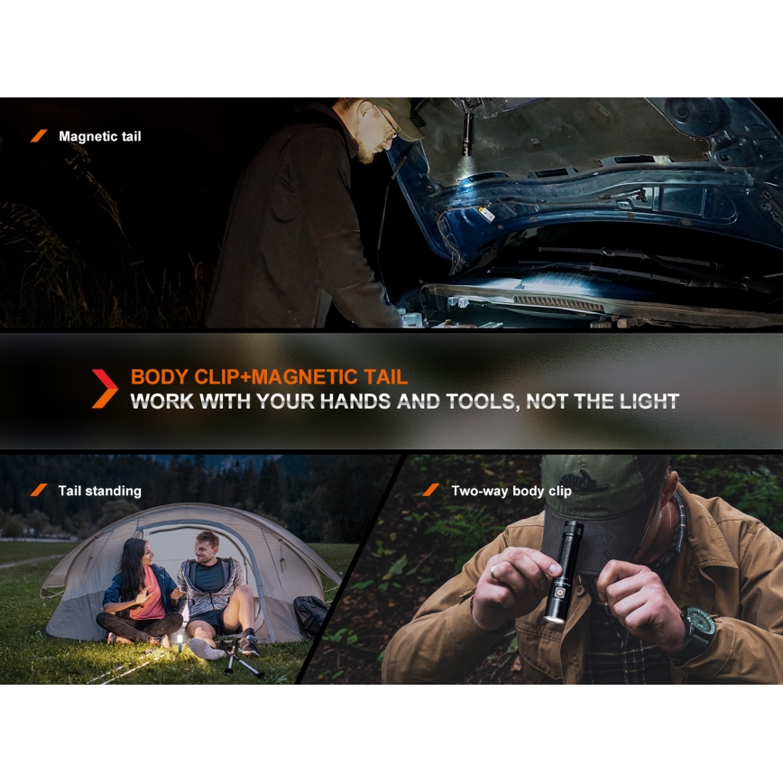 Fenix E28RV20 - Torcia elettrica ricaricabile LED dimmerabile LED/USB/2xCR123A IP68 1700 shiny 260 h 3400 mAh