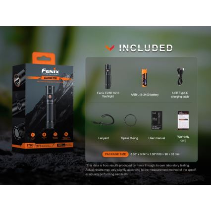 Fenix E28RV20 - Torcia elettrica ricaricabile LED dimmerabile LED/USB/2xCR123A IP68 1700 shiny 260 h 3400 mAh