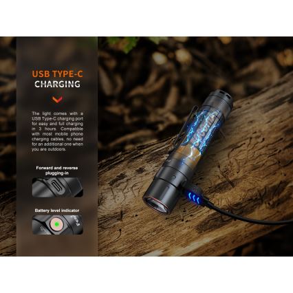 Fenix E35RSETAODS - LED Dimmerabile rechargeable flashlight LED/USB IP68 3100 lm 69 h + diffuser 26,5mm