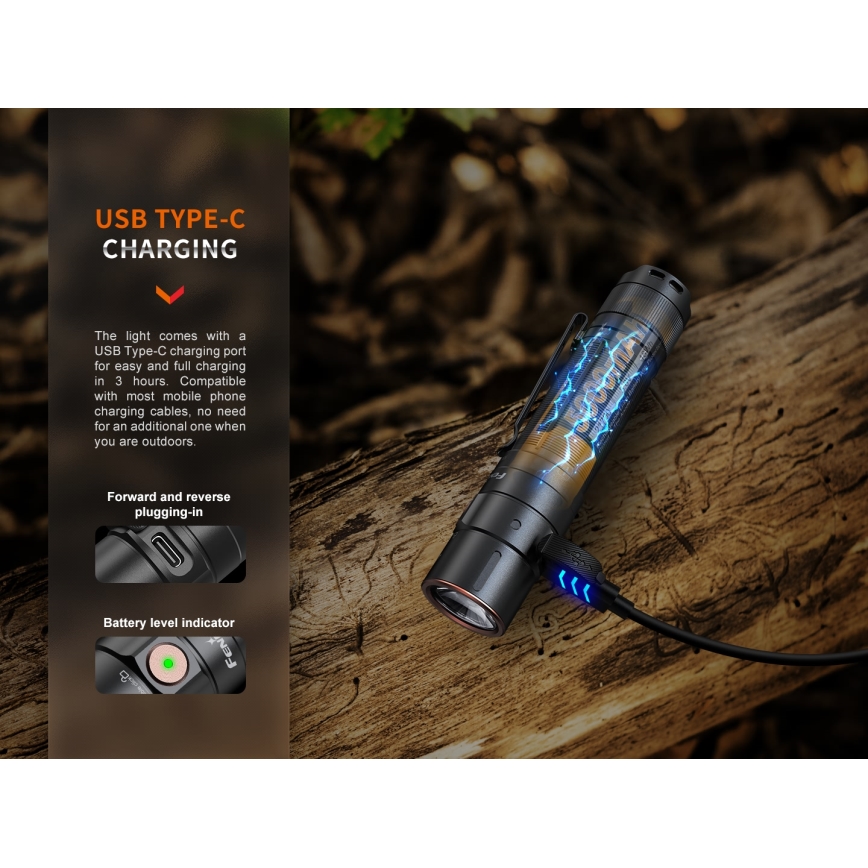 Fenix E35RSETAODS - LED Dimmerabile ricaricabile torcia LED/USB IP68 3100 lm 69 h 5000 mAh + diffuser 26,5mm