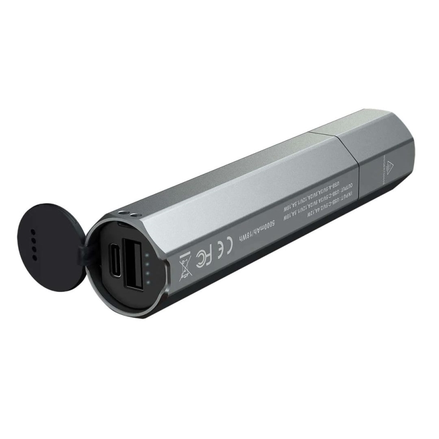 Fenix ECPBLCK - Torcia LED ricaricabile con power bank USB IP68 1600 lucente 504 h 5000 mAh nero