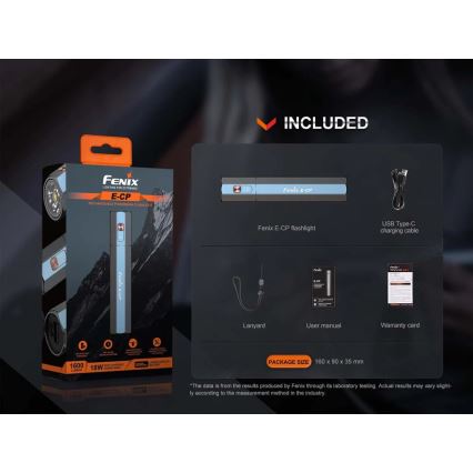 Fenix ECPBLCK - Torcia LED ricaricabile con power bank USB IP68 1600 lucente 504 h 5000 mAh nero