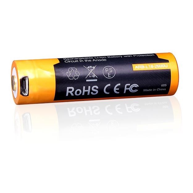 Fenix FE18650LI26USB - 1pz Batteria Ricaricabile USB/3,6V