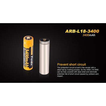 Fenix FE18650LI34 - 1 pezzo Batteria ricaricabile 18650/3,6V 3400 mAh