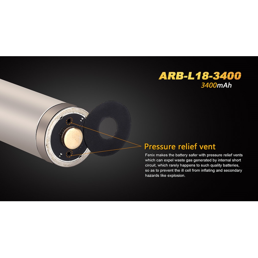 Fenix FE18650LI34 - 1 pezzo Batteria ricaricabile 18650/3,6V 3400 mAh