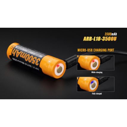 Fenix FE18650LI35USB - 1 pz Batteria ricaricabile USB, 3,6 V, 3500 mAh