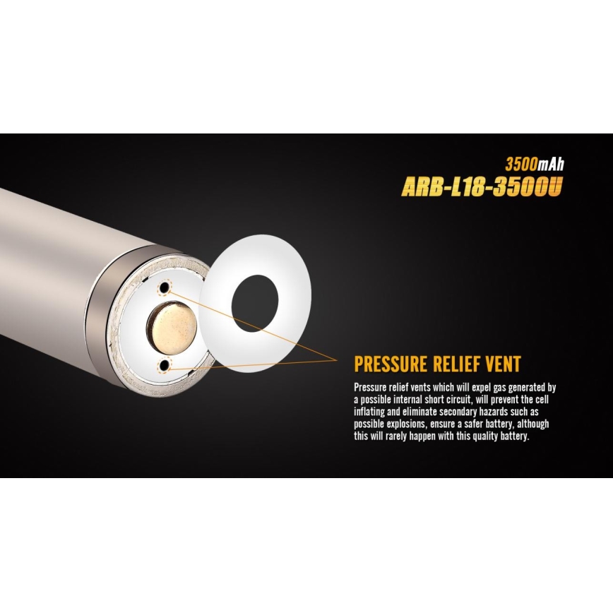 Fenix FE18650LI35USB - 1 pz Batteria ricaricabile USB, 3,6 V, 3500 mAh