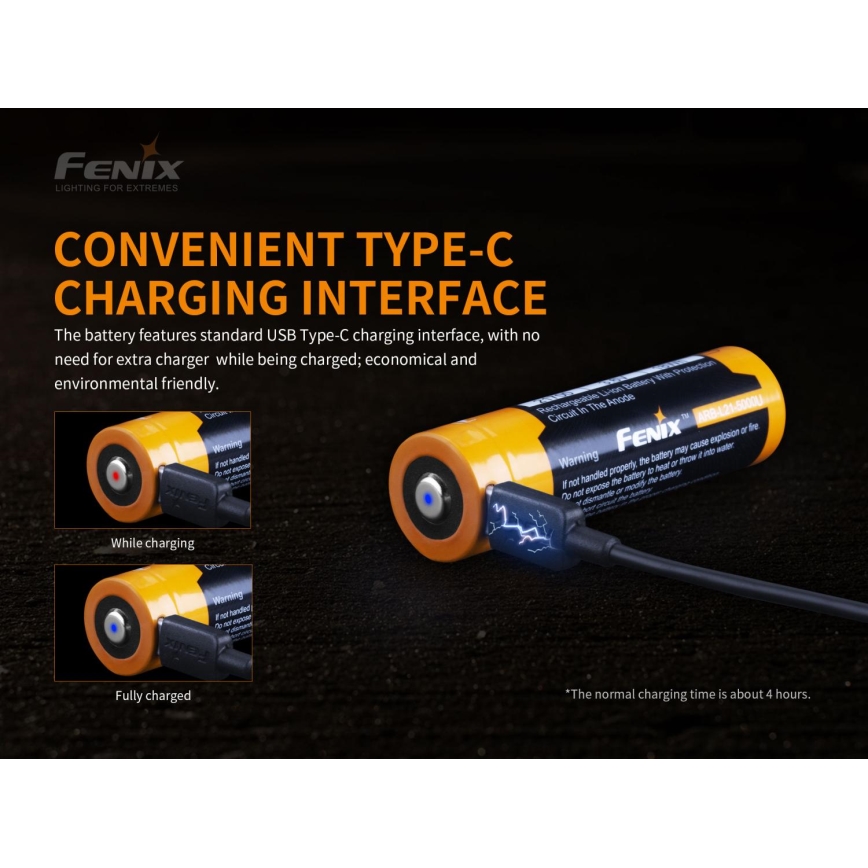 Fenix FE21700USB - 1 pezzo Batteria ricaricabile USB/3,6 V 5000 mAh