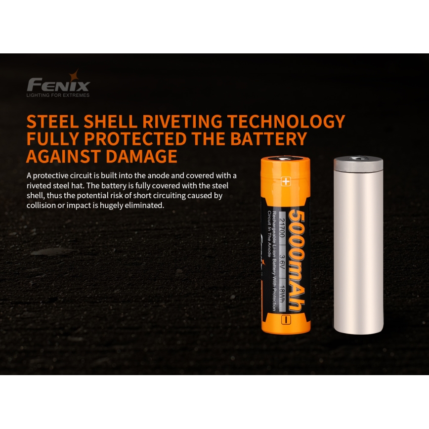 Fenix FE21700V20 - 1 pz Batteria ricaricabile 21700/3,6V 5000 mAh