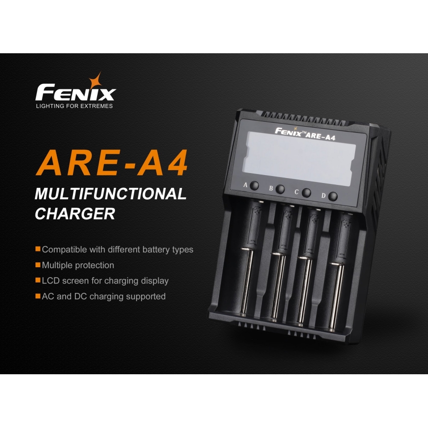 Fenix FENAREA4 - Caricabatterie 4xLi-ion/AAA/AA/C 5V