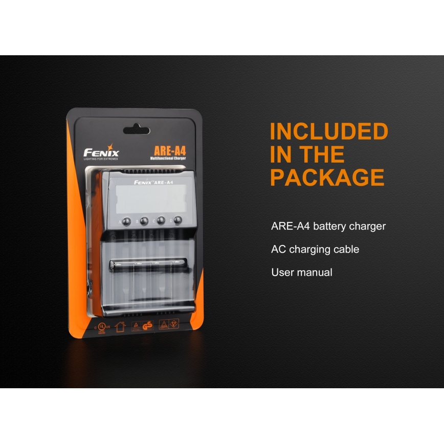 Fenix FENAREA4 - Caricabatterie 4xLi-ion/AAA/AA/C 5V