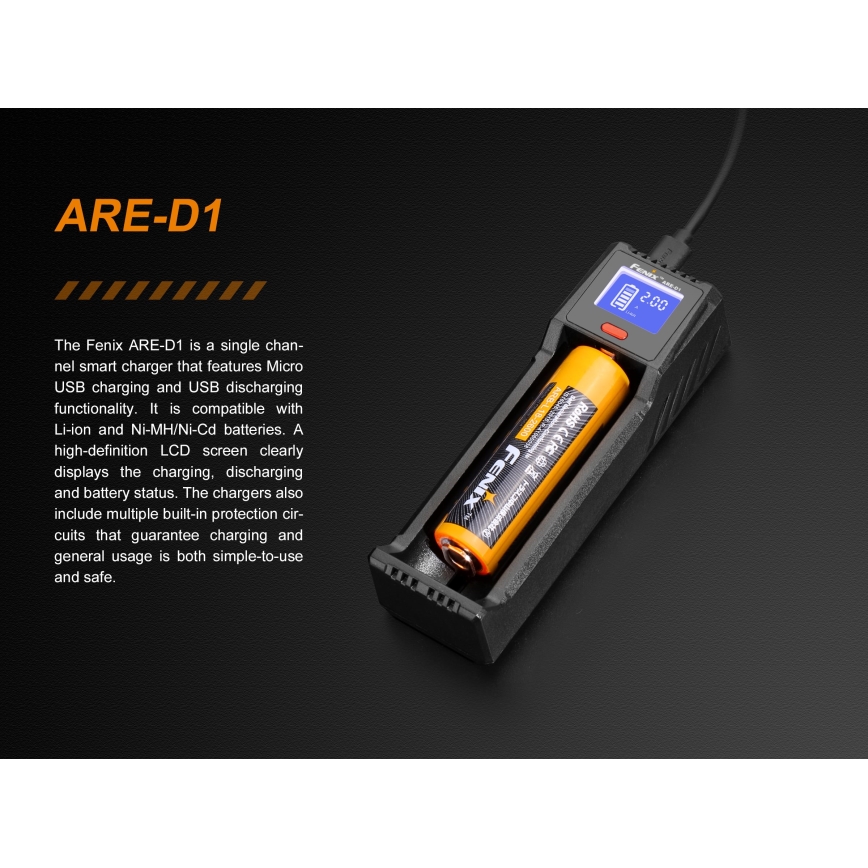 Fenix FENARED1 - Caricabatterie 1xLi-ion/AAA/AA/C 5V
