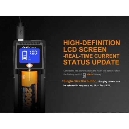 Fenix FENARED1 - Caricabatterie 1xLi-ion/AAA/AA/C 5V