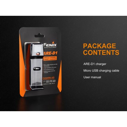 Fenix FENARED1 - Caricabatterie 1xLi-ion/AAA/AA/C 5V