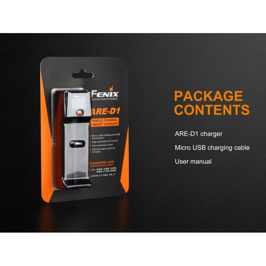 Fenix FENARED1 - Caricabatterie 1xLi-ion/AAA/AA/C 5V