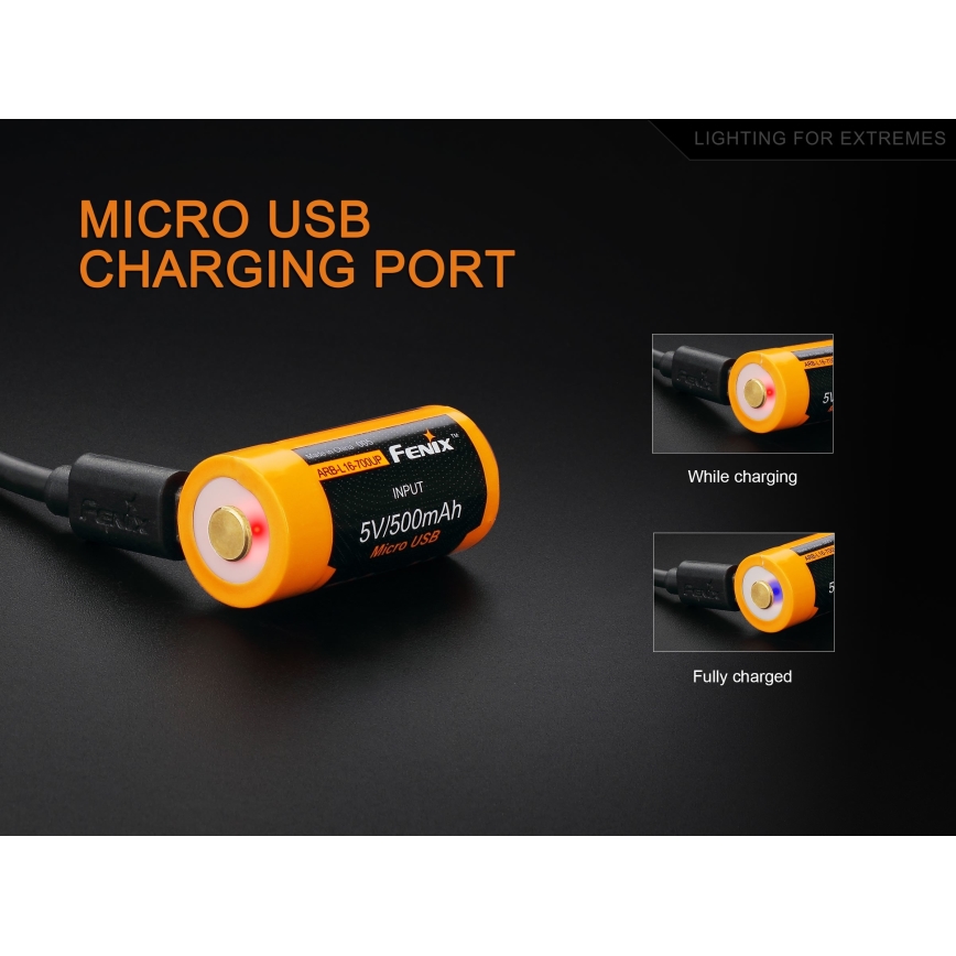Fenix FERCR123ALIIONUP - 1 pezzo Batteria ricaricabile USB 3,6 V 700 mAh
