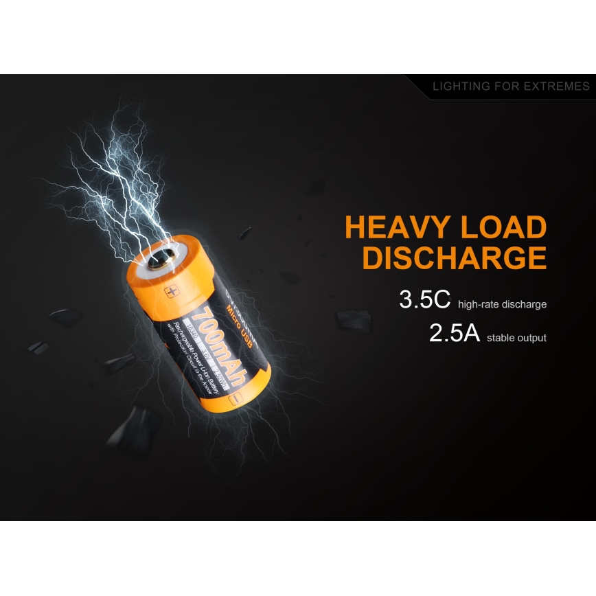 Fenix FERCR123ALIIONUP - 1 pezzo Batteria ricaricabile USB 3,6 V 700 mAh