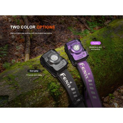 Fenix HL12RV20BLC - Lampada frontale ricaricabile a luminosità regolabile LED/USB 950 mAh IP66 500 lm 112 h nera