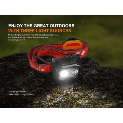 Fenix HL18RTV20BLC - Lampada frontale ricaricabile LED Dimmerabile LED/USB/3xAA IP66 800 lm 160 h 1900 mAh nero/arancione