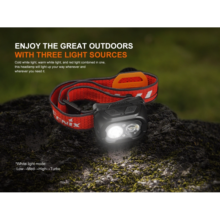 Fenix HL18RTV20BLC - Lampada frontale ricaricabile LED Dimmerabile LED/USB/3xAA IP66 800 lm 160 h 1900 mAh nero/arancione