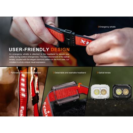 Fenix HL18RTV20BLC - Lampada frontale ricaricabile LED Dimmerabile LED/USB/3xAA IP66 800 lm 160 h 1900 mAh nero/arancione