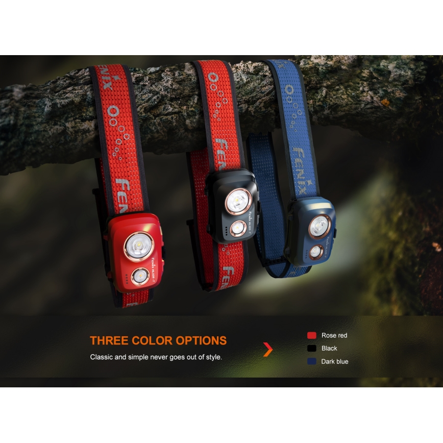 Fenix HL32RTRED - Lampada frontale LED ricaricabile LED/USB/3xAAA IP66 800 lm 300 h rosso/arancione