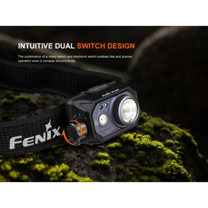 Fenix HL45R - LED Dimmerabile ricaricabile messa a fuoco lampada da testa LED/USB IP66 1000 lucente 240 h nero