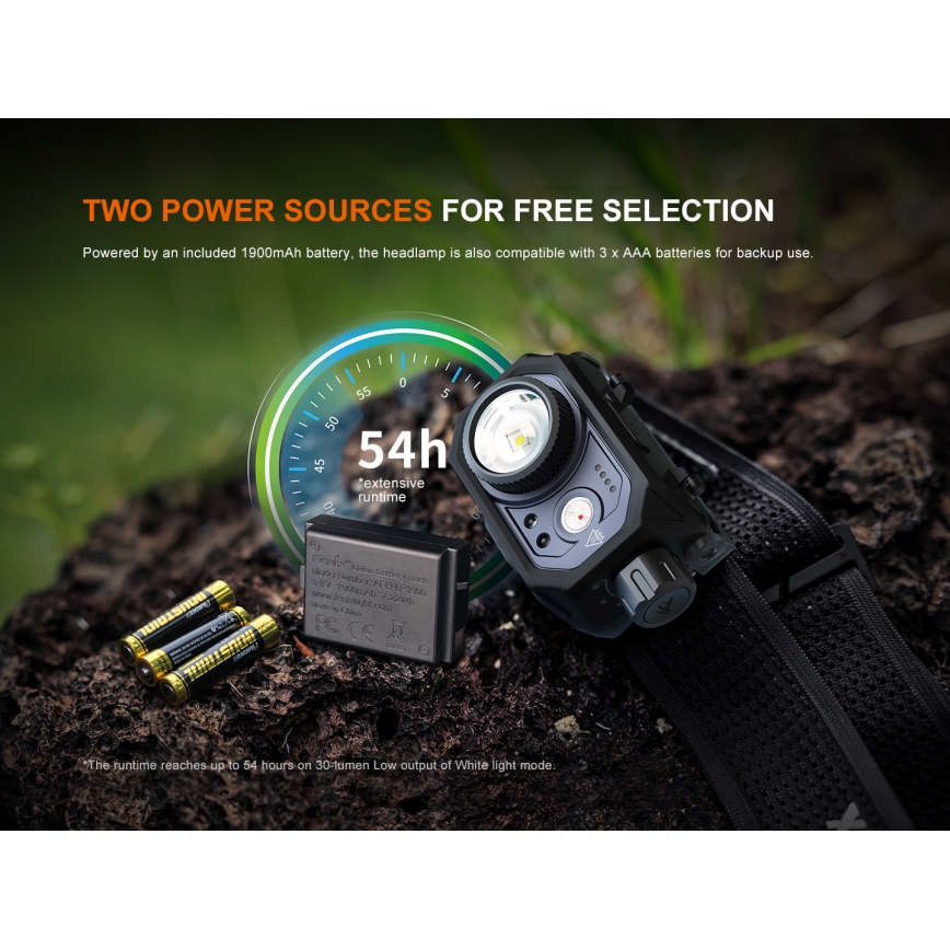 Fenix HL45R - LED Dimmerabile ricaricabile messa a fuoco lampada da testa LED/USB IP66 1000 lucente 240 h nero