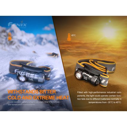 Fenix HM50RV20 - Lampada frontale LED ricaricabile 3xLED/USB/1xCR123A IP68 700 lucente 120 h 700 mAh