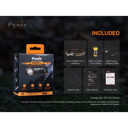 Fenix HM50RV20 - Lampada frontale LED ricaricabile 3xLED/USB/1xCR123A IP68 700 lucente 120 h 700 mAh