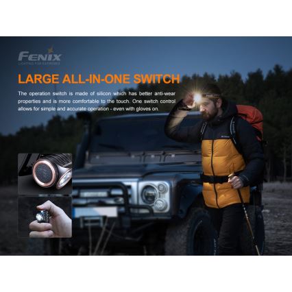 Fenix HM50RV20 - Lampada frontale LED ricaricabile 3xLED/USB/1xCR123A IP68 700 lucente 120 h 700 mAh