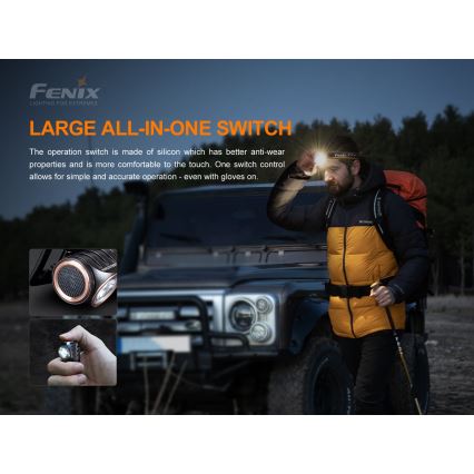Fenix HM51RV20 - Lampada frontale LED ricaricabile 3xLED/1xCR123A/USB IP68 700 lucente 120 h 700 m
