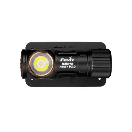 Fenix HM51RV30 - Lampada frontale ricaricabile a LED a intensità regolabile LED/USB/1xCR123A 950 mAh IP68 860 lm 125 h arancione