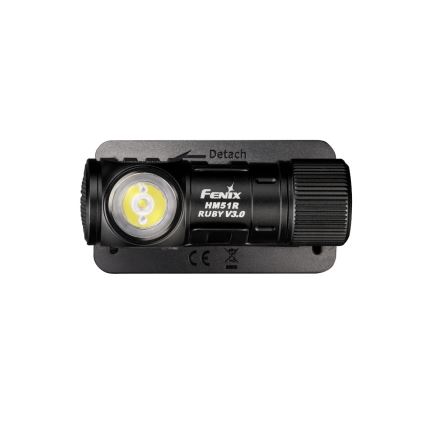 Fenix HM51RV3ABL - Lampada frontale ricaricabile a LED con intensità regolabile LED/USB/1xCR123A 950 mAh IP68 860 lm 125 h nera