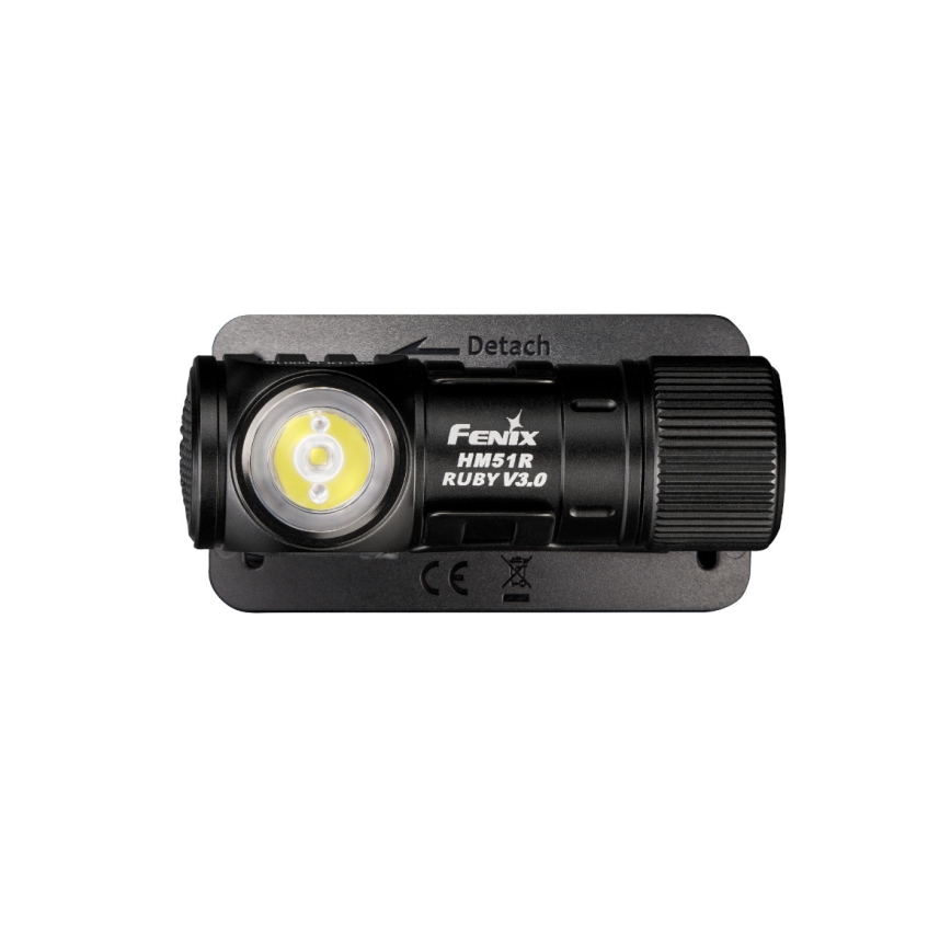 Fenix HM51RV3ABL - Lampada frontale ricaricabile a LED con intensità regolabile LED/USB/1xCR123A 950 mAh IP68 860 lm 125 h nera