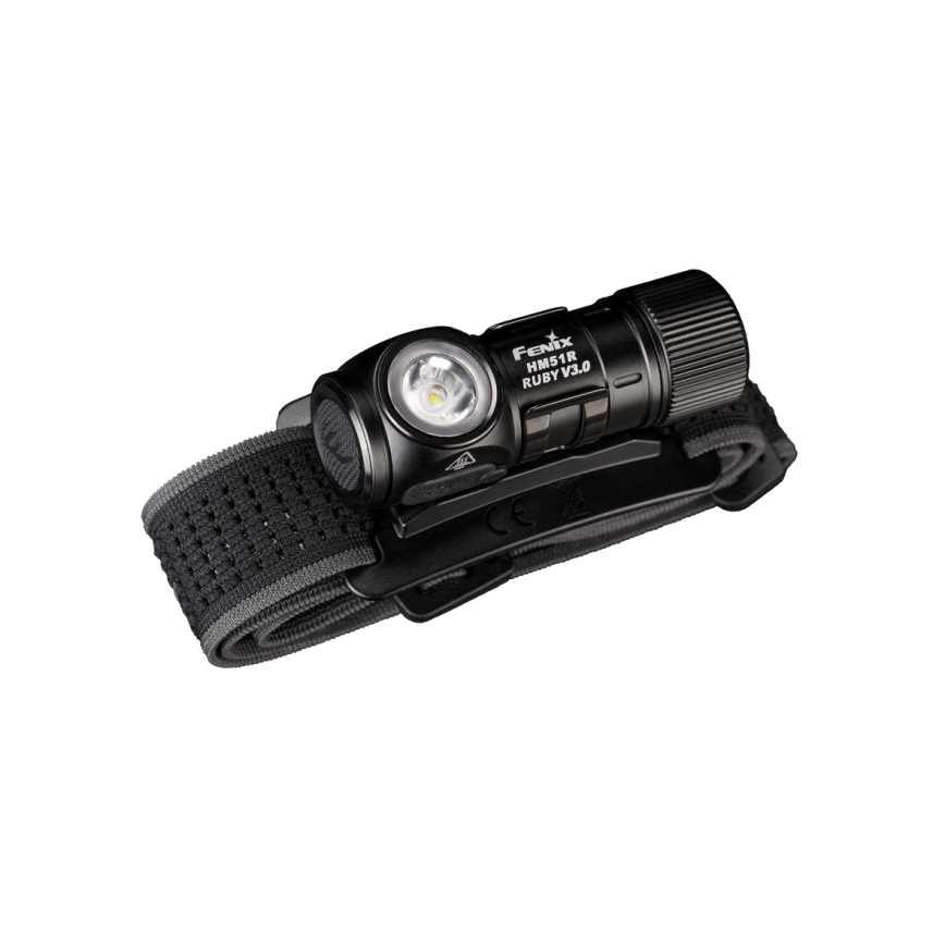 Fenix HM51RV3ABL - Lampada frontale ricaricabile a LED con intensità regolabile LED/USB/1xCR123A 950 mAh IP68 860 lm 125 h nera