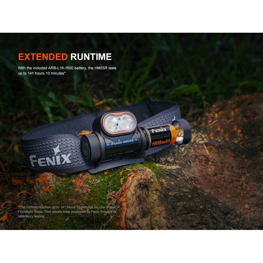 Fenix HM55RABL - Lampada frontale ricaricabile a LED dimmerabile LED/USB/1xCR123A 1600 mAh IP68 1200 lm 141,2 h nera